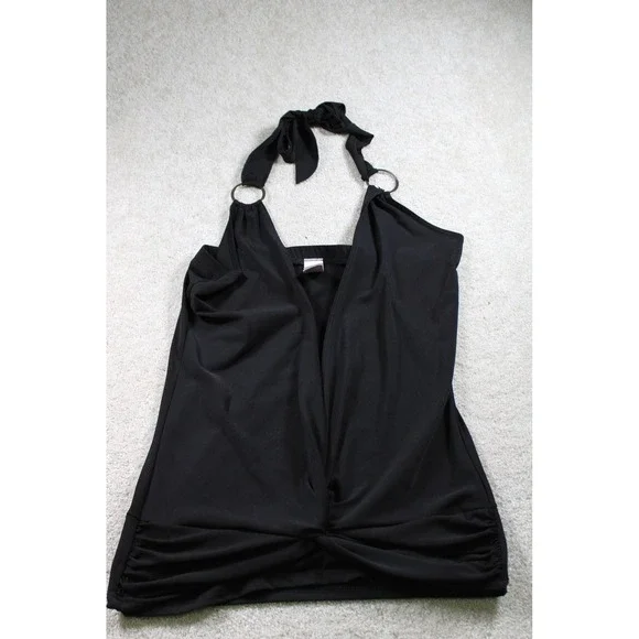 Etopia Halter Top Womens Large Black Ring Detail Ruched Swim - Picture 1 of 9